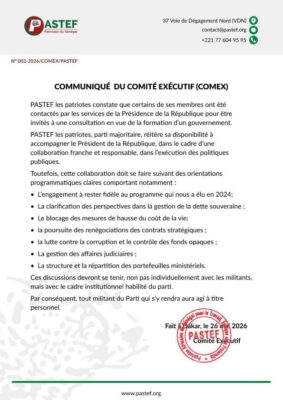Formation d’un gouvernement : Le Comité Exécutif(COMEX) - Pastef Les Patriotes pose ses conditions !