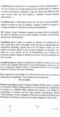 Fonds politiques : La Cour Suprême déboute le juge Dème