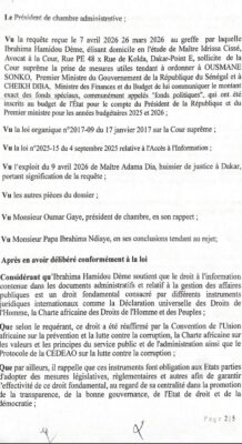 Fonds politiques : La Cour Suprême déboute le juge Dème