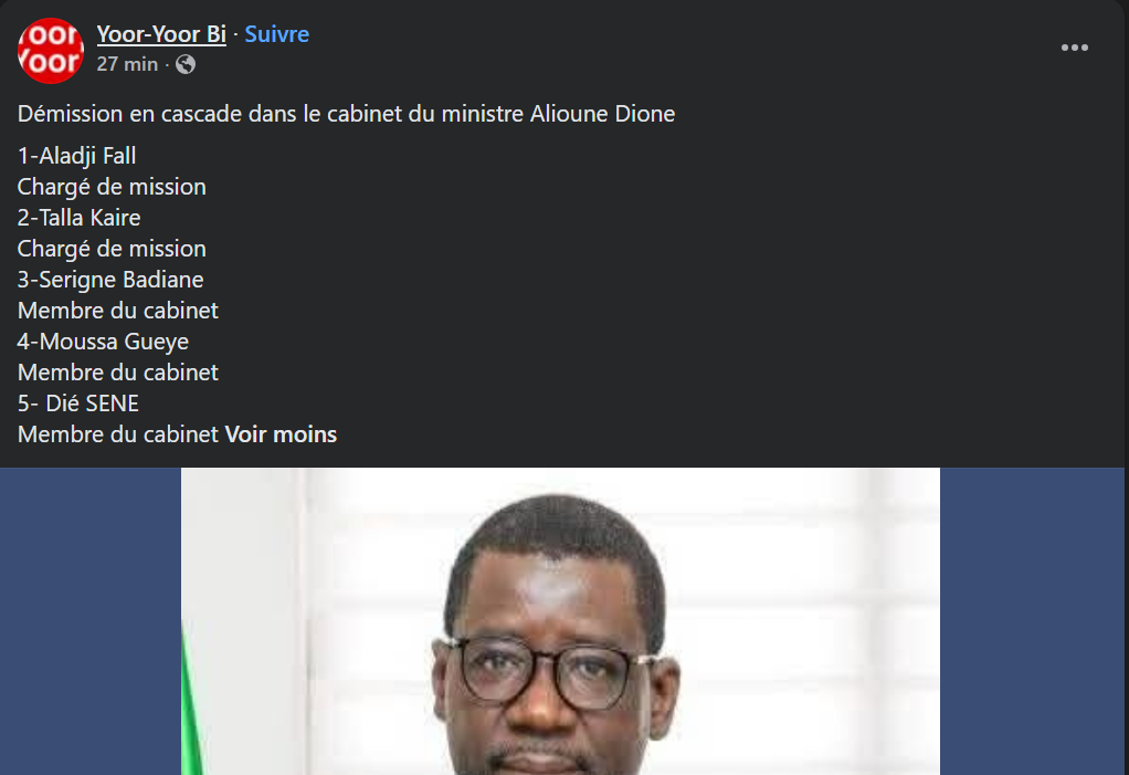 Reconduit ministre : Dr Alioune B. Dione enregistre plusieurs démissions dans son cabinet