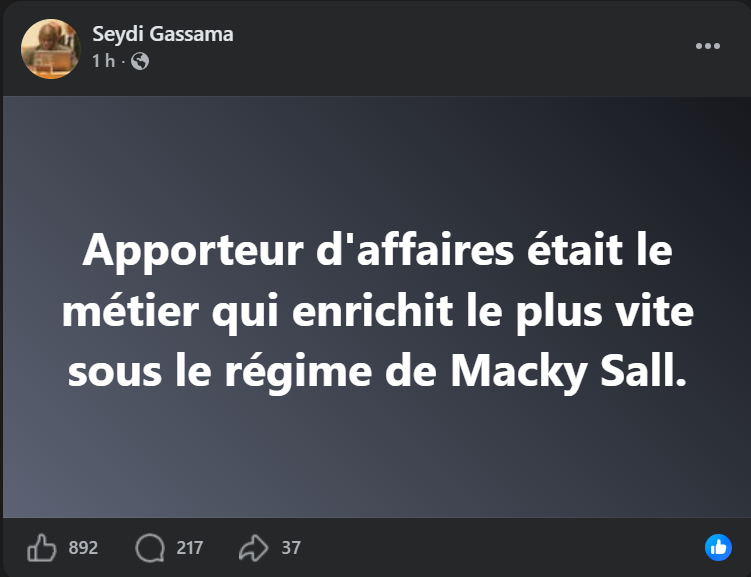 Sous Macky Sall : S. Gassama dévoile le métier enrichissait le plus vite