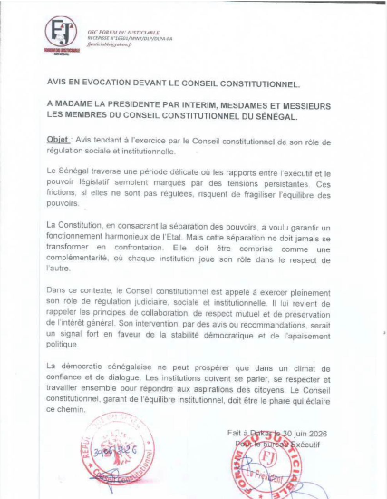 Révision de la Constitution : le Forum du justiciable saisit les 7 sages d'un avis en évocation