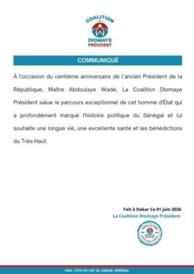 Centenaire Me Abdoulaye Wade : La Coalition Diomaye Président salue le parcours exceptionnel de l’homme d'État