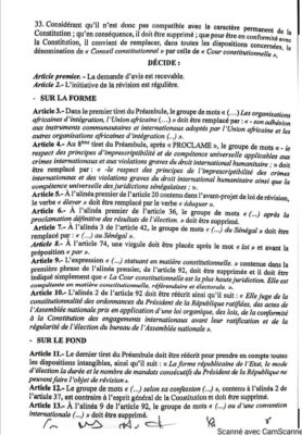 Projet de révision constitutionnelle : La réponse du CC sur la demande d’avis du Président connue !