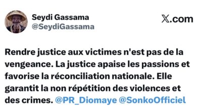 Seydi Gassama : "Rendre justice aux victimes n'est pas de la vengeance"