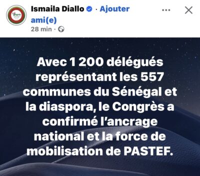 Ismaïla Diallo : "Le Congrès a confirmé l’ancrage national et la force de mobilisation de PASTEF"