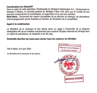 Mondial 2026 : Un dispositif mis en place pour accompagner les supporters sénégalais de la diaspora