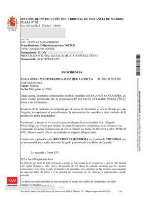 AEE Power EPC-ASER : TAS reçoit des documents de la justice espagnole et annonce une conférence de presse, vendredi