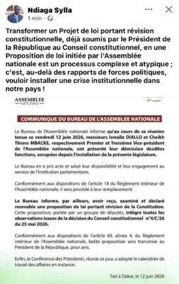 Révision de la Constitution : Ndiaga SYLLA alerte sur la proposition de l’Assemblée nationale