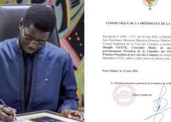URGENT : Le Chef de l’État nomme Abdoul Madjib GUEYE, Premier Président de la Cour des Comptes