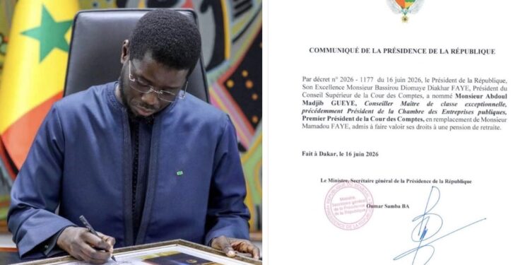 URGENT : Le Chef de l’État nomme Abdoul Madjib GUEYE, Premier Président de la Cour des Comptes