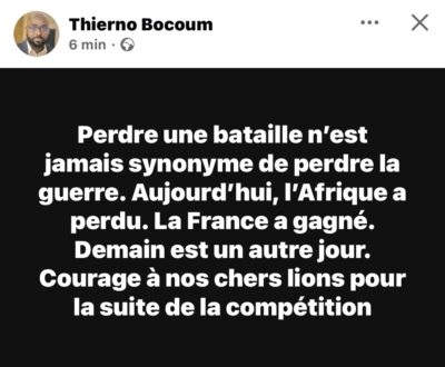 Thierno Bocoum : "Aujourd’hui, l’Afrique a perdu. La France a gagné. Demain est un autre jour"