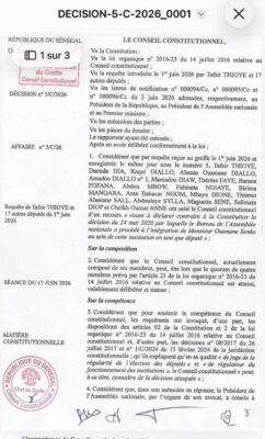 Recours contre la réintégration de SONKO à l’AN : Le Conseil constitutionnel se déclare INCOMPÉTENT !