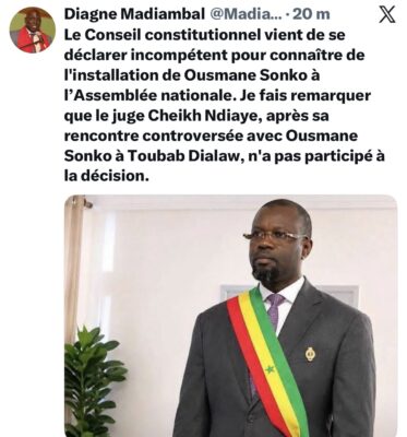 Décision du CC sur la réintégration de SONKO à l’AN : Madiambal Diagne brise le silence !