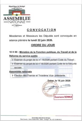 Élection des Premier et Troisième Vice-présidents : Les Députés en séance plénière, le lundi 22 juin
