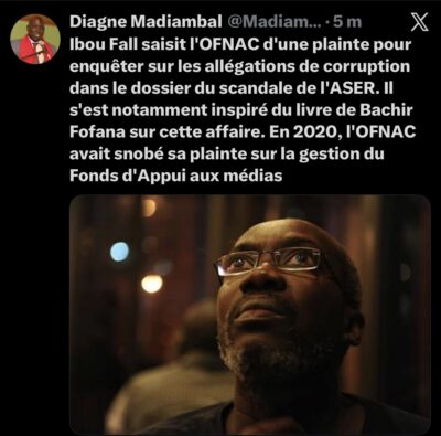 Affaire ASER : Après Bachir Fofana, son confrère Ibou Fall saisit l'OFNAC d'une plainte
