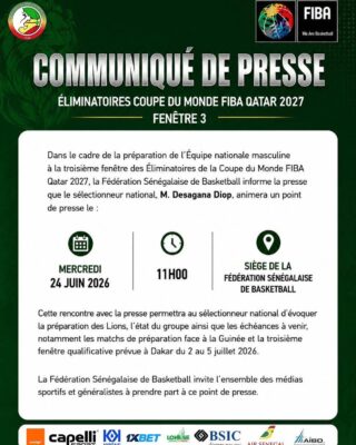 Elimin. Mondial - FIBA Qatar 2027 : Le sélectionneur national Desagana Diop face à la presse, mercredi