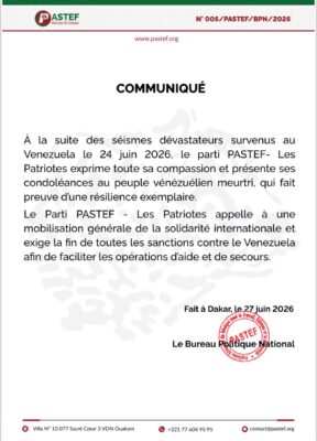 Situation au Venezuela : PASTEF exprime toute sa compassion et présente ses condoléances au peuple vénézuélien