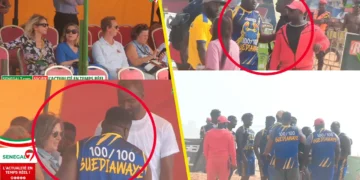 Visite des ambassadeurs de l’UE : L’arrivée du Roi des arènes Sa Thiès à la plage de Malibou (Vidéo)