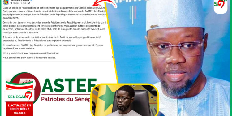 (Video) URGENT: Aucun ministre de PASTEF dans le nouveau gouvernement (déclare Ousmane SONKO)