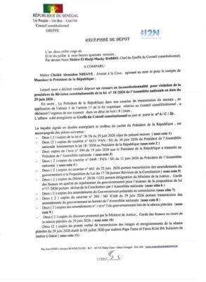 Révision constitutionnelle : Le Président Diomaye FAYE saisit officiellement le Conseil constitutionnel