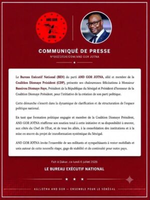Création d’un parti politique : AND GOR JOTNA de Me Moussa Diop soutient l’initiative du Chef de l’État