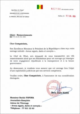 Affaire ASER : Le Chef de l’État reçoit l’ouvrage de Bachir Fofana et en assure une exploitation judicieuse