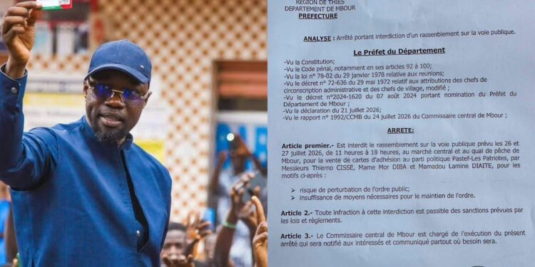 Pastef interdit de se rassembler : Babacar Ba condamne la mesure du préfet de Mbour
