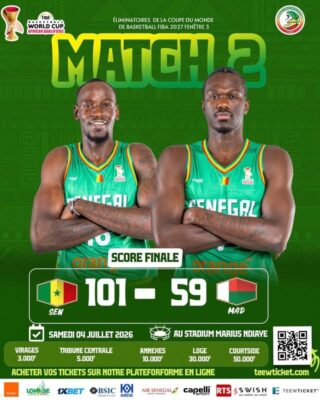 Match 2 des Elimin. Mondial FIBA 2027 : Le Sénégal s’impose face à Madagascar (101 - 59)
