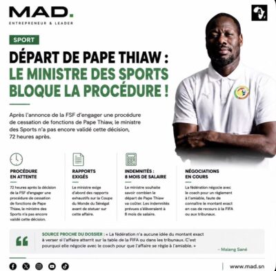 Limogeage de Pape Thiaw : "Le ministre des Sports bloque la procédure", (Malang Sané)