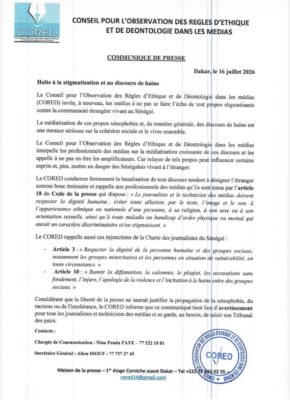 Discours xénophobes : Le CORED met en garde les médias contre la propagation des propos de haine