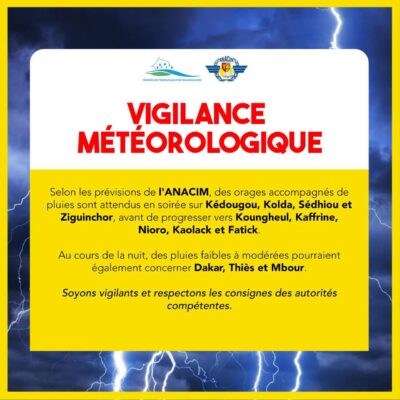Hivernage : Des orages accompagnés de pluies attendus cette soirée dans plusieurs localités