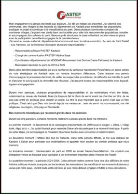Démission : Pastef perd un ténor à Kaolack, Cheikh Baye Mbaye Niass Al Kaolackhi claque la porte