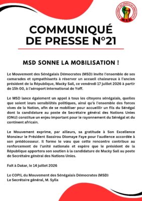 Retour de Macky Sall au Sénégal : Le MSD sonne la mobilisation !