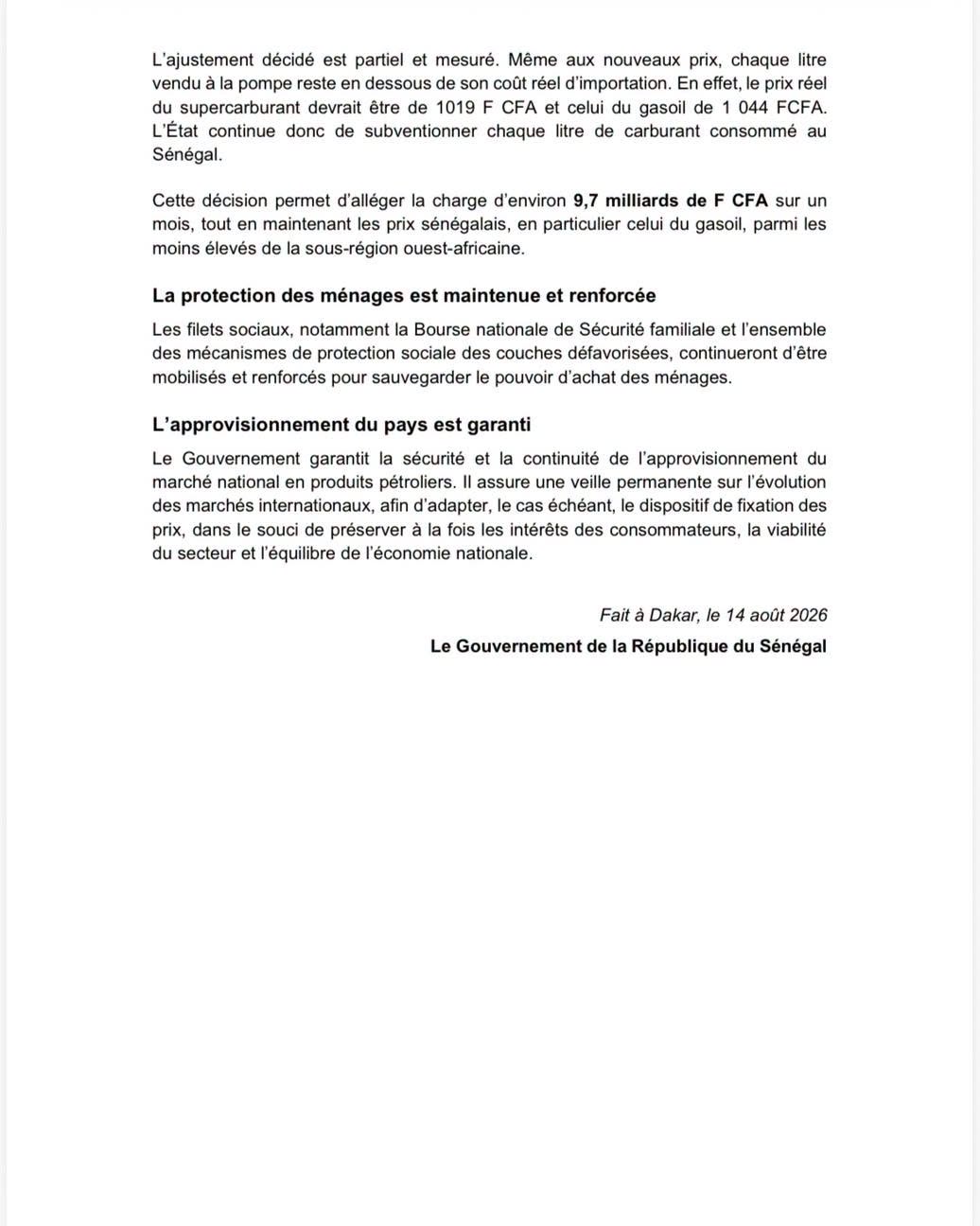 Le Gouvernement annonce la hausse des prix du carburant à partir du 15 août