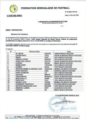 Beach Soccer : 20 Lions convoqués pour préparer la CAN 2026
