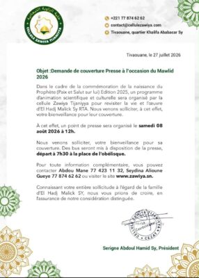 Gamou 2026 : La cellule Zawiya Tijaniyya face à la presse, samedi