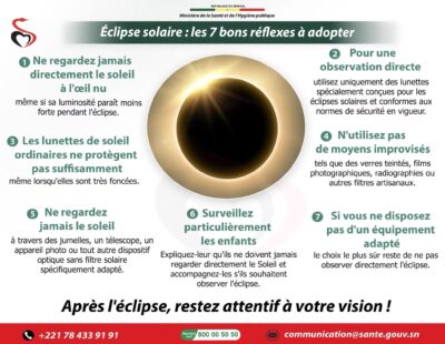 Éclipse solaire : Le Ministère de la Santé invite les populations à protéger leurs yeux