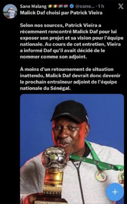Équipe nationale A du Sénégal : Patrick Viera aurait choisi Malick Daf comme adjoint