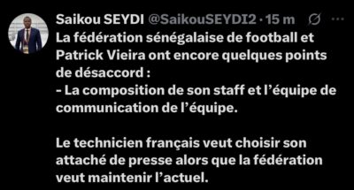 Équipe nationale : Patrick Vieira et la FSF seraient en désaccord sur certains points !