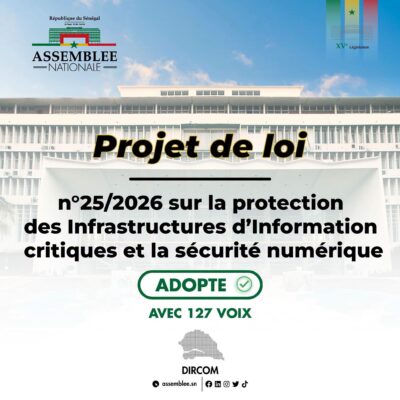 Assemblée nationale : Le projet de loi sur la protection des infrastructures d’information critiques adopté