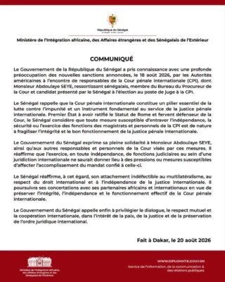 Sanctions américaines contre des autorités de la CPI : Le Sénégal affiche sa solidarité à Abdoulaye Seye