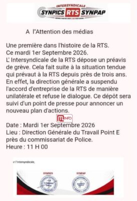 RTS : L’Intersyndicale dépose un préavis de grève ce mardi, une première historique