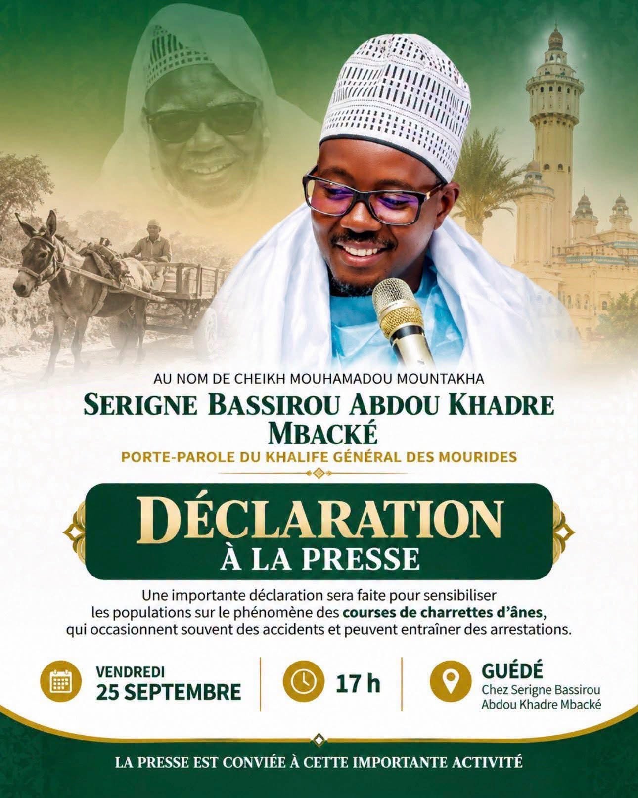 Touba : importante déclaration de Serigne Bass, ce vendredi à 17 heures