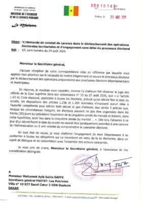 Élections territoriales : PASTEF-Les Patriotes dénonce un « report illégal »