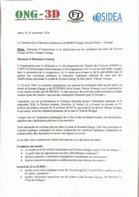 Affaire Kosmos Energy : La Société civile exige des clarifications et interpelle le DG de la société