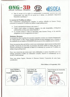 Affaire Kosmos Energy : La Société civile exige des clarifications et interpelle le DG de la société
