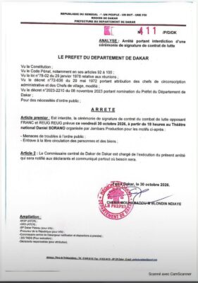 JOJ 2026 : Le Préfet de Dakar interdit le face to face de FRANC et REUG REUG, ce vendredi