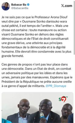 "Ousmane Sonko daniouko wara outal pékhé" : Babacar alerte et condamne les propos de Arona C. Nd. Diouf