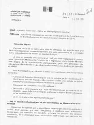 Surpopulation carcérale : Le ministre de la Justice répond aux questions de Guy Marius Sagna